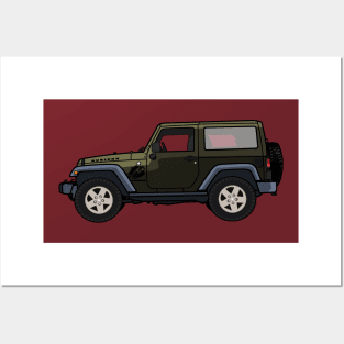 Jeep Wrangler Rubicon 2-door Green Posters and Art